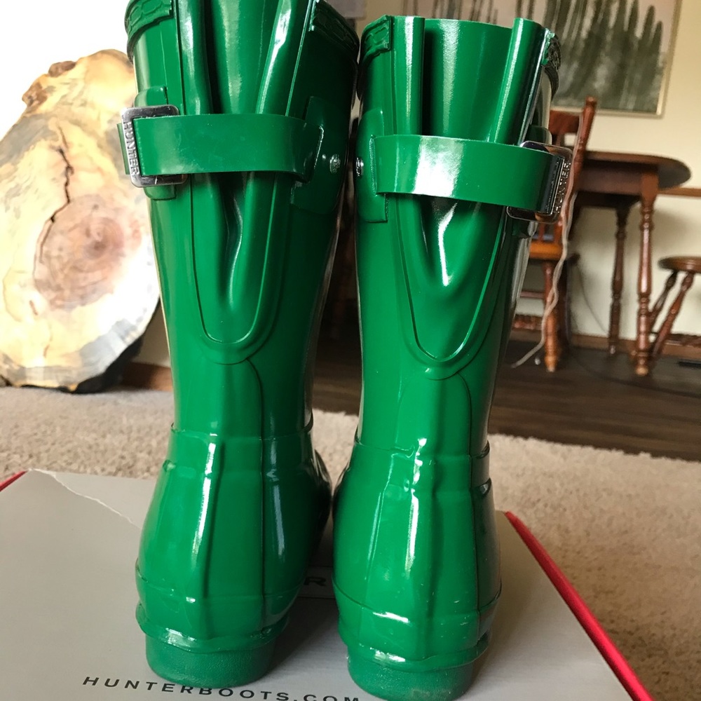 Hunter Glossy Emerald Green Short Rain Boots - Picture 4 of 8